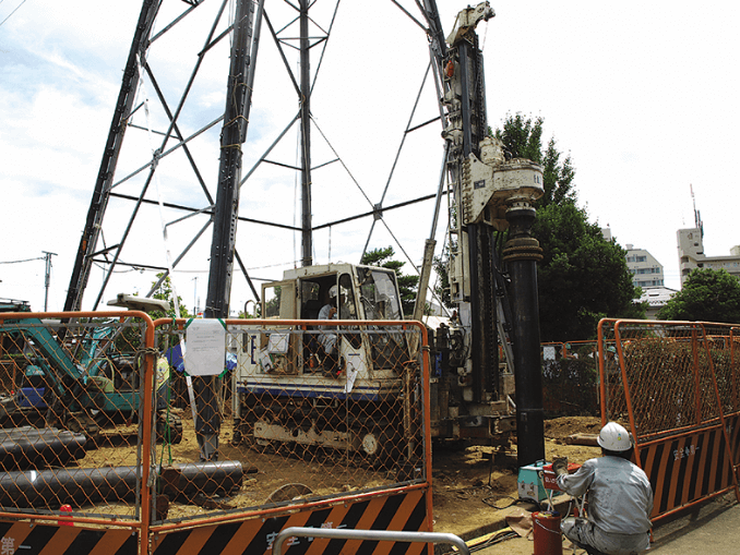 鉄塔基礎増し杭補強工事(Lタイプ8mリーダ)