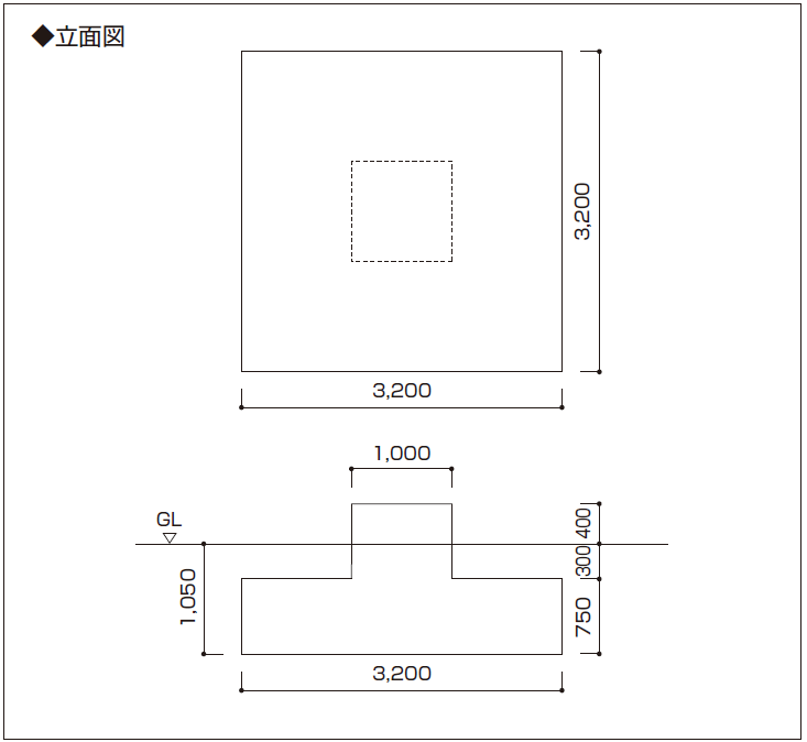 攜帯電話鉄塔短期設計例:立面図