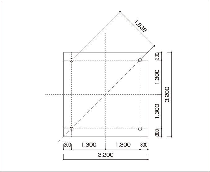 攜帯電話鉄塔短期設計例:杭伏図