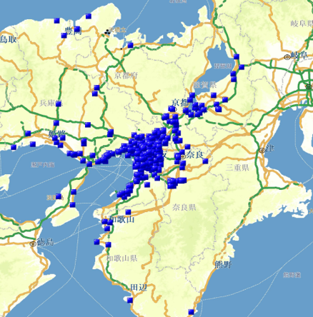 関西地區施工実績プロットMAP